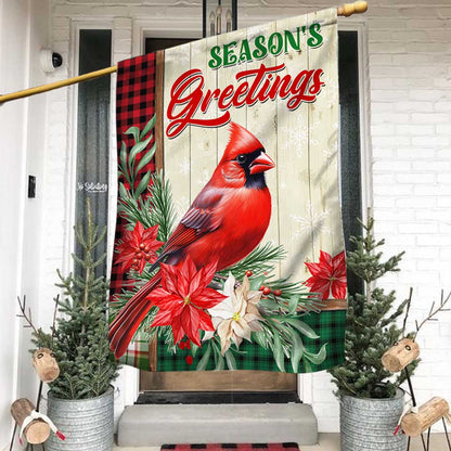 Cardinal Season's Greetings Winter Christmas Flag TQN1928F