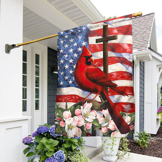 Cardinal God Bless America 4th of july Independence Day Memorial Day Flag TQN1350F