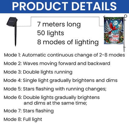 Cardinal Christmas Memorial Home For The Holidays Solar LED Garden Flag TQN4132SF