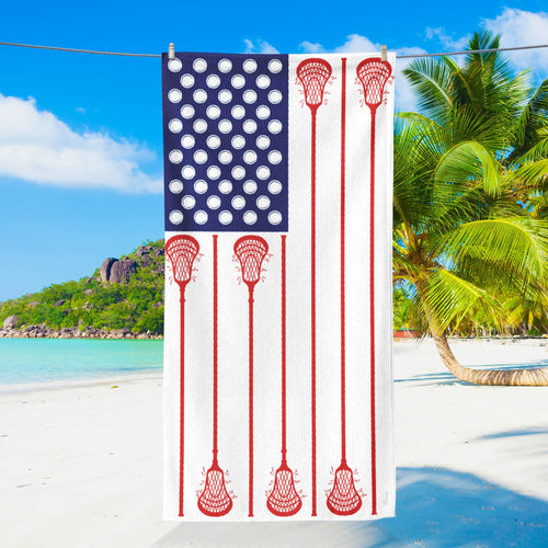 Lacrosse American USA Flag Beach Towel Player Sport Game TQN5566NTH