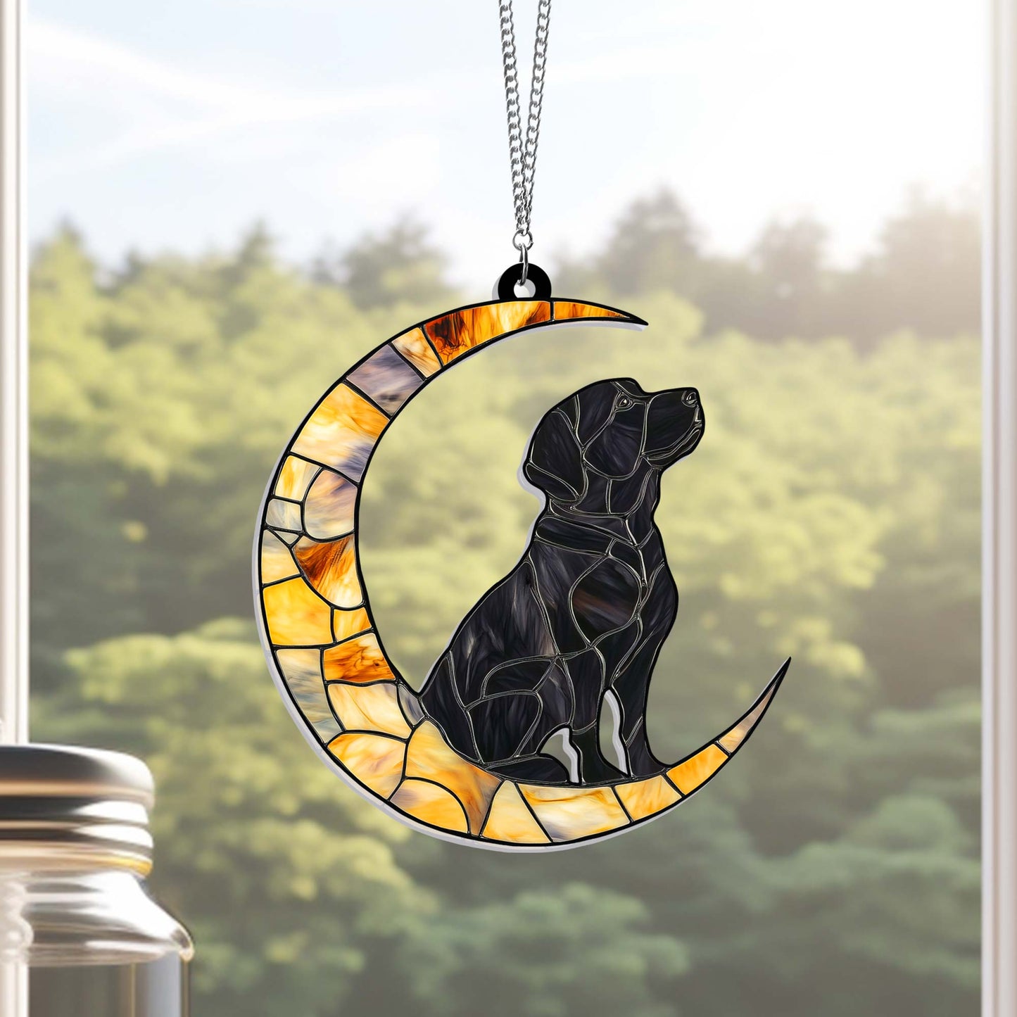 Labrador Retriever Dog On The Moon Acrylic Suncatcher Hanging Sign TQN4877LTH
