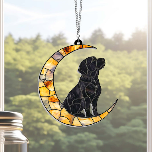 Labrador Retriever Dog On The Moon Acrylic Suncatcher Hanging Sign TQN4877LTH