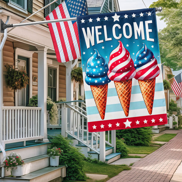 Flagwix American Flag - Ice Cream Tastes Like Freedom 4th Of july Summer Flag
