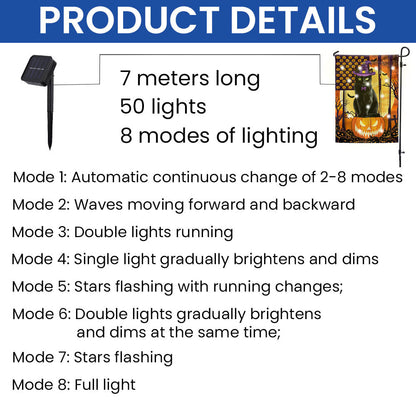 Black Cat Halloween Solar LED Garden Flag - Fall Flag