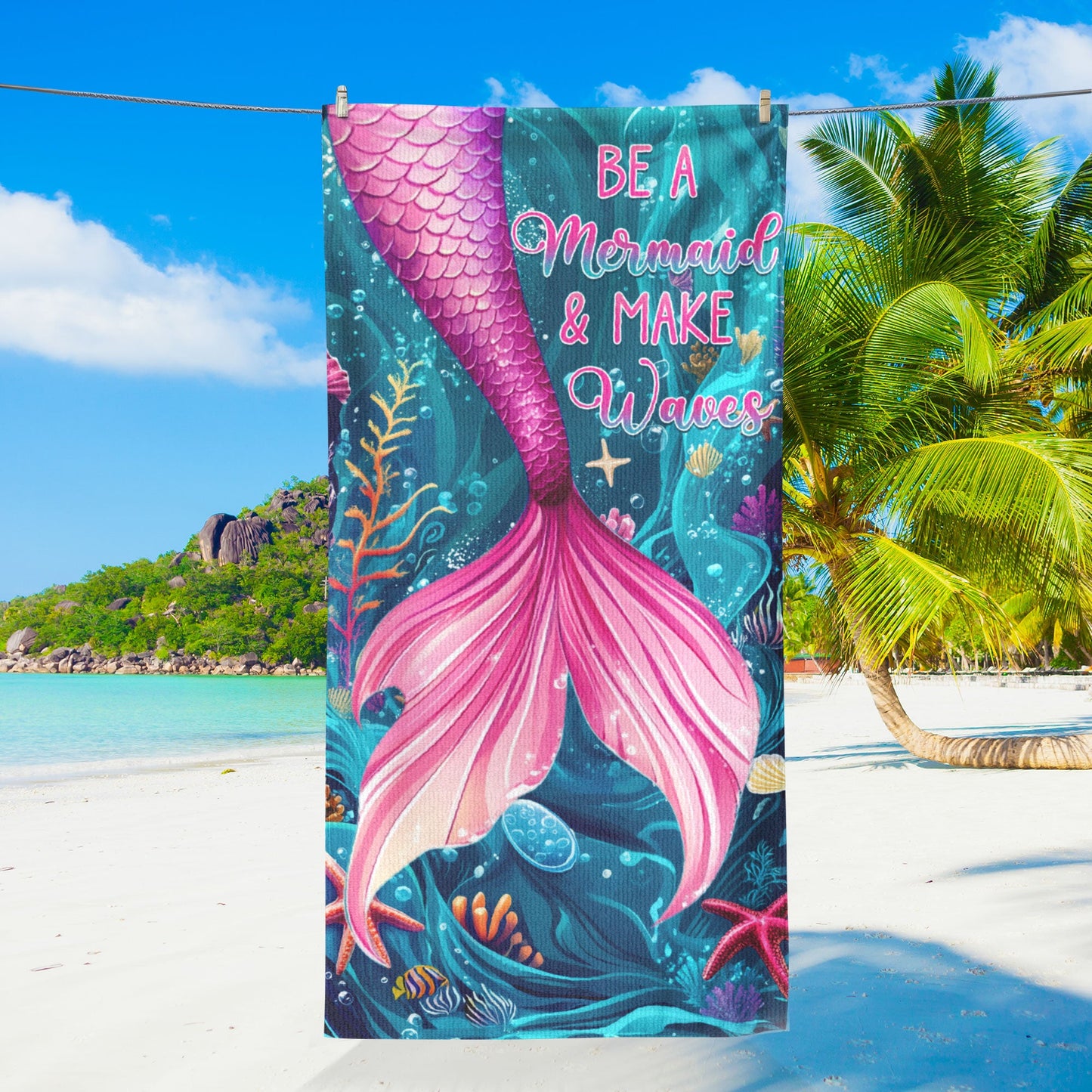 Be A Mermaid Make Waves Beach Towel LHB98NGT