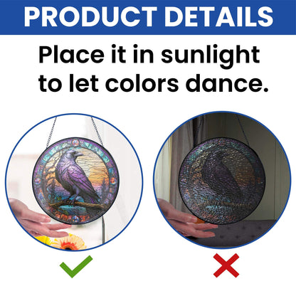 Raven Stained Glass Gothic Crow Stained Glass Suncatcher TPT2658TNB