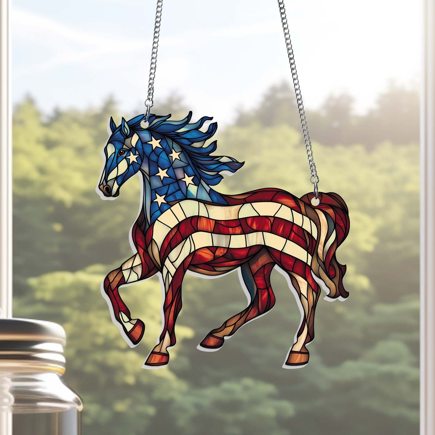 Patriotic Horse 4th Of july Suncatcher Window Hanging TQN5462PMN