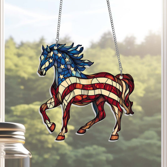 Patriotic Horse 4th Of july Suncatcher Window Hanging TQN5462PMN