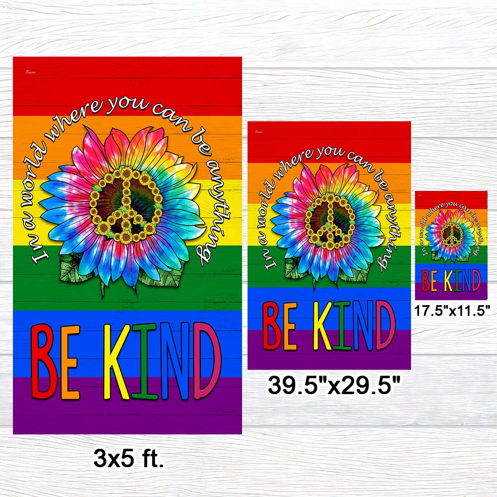 Be Kind Hippie Peace Sign Sunflower LGBT Flag TPT801F