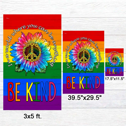 Be Kind Hippie Peace Sign Sunflower LGBT Flag TPT801F