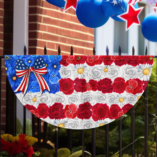 Flagwix American Flag - Floral American Flag Happy 4th Of july Independence Day Non-Pleated Fan Flag TQN3217FL