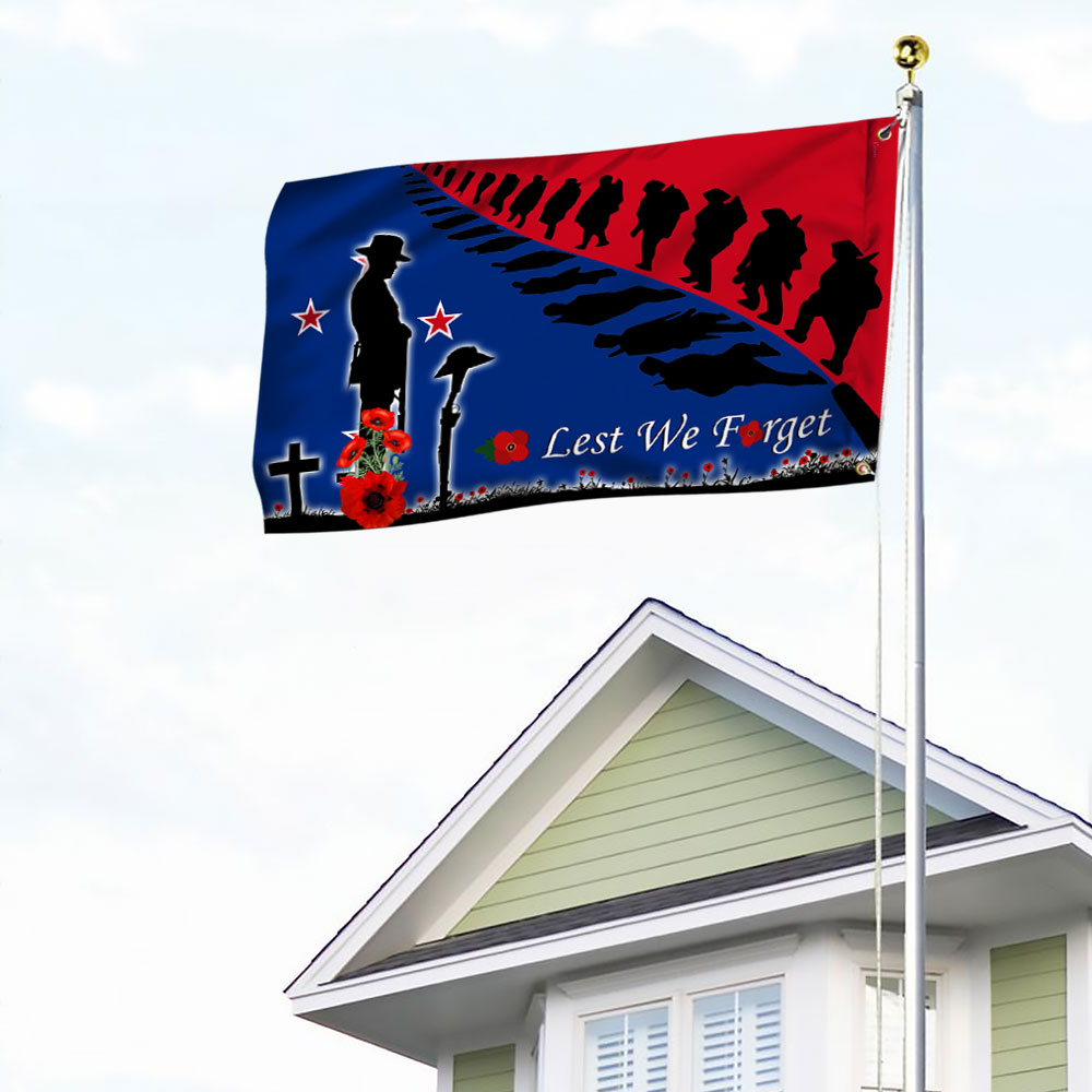 Anzac Day Remembrance Day New Zealand Lest We Forget Grommet Flag LHA1748GFv2