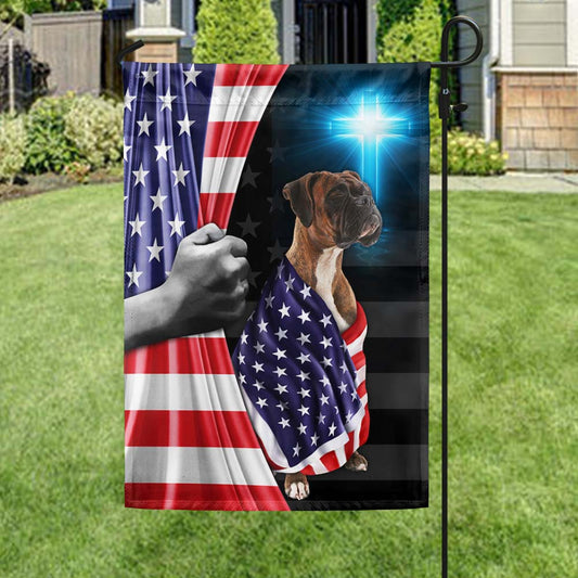 Boxer Dog Patriotic American Flag Wrapped in Glory MLN1430Fv2