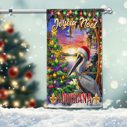 Cajun Christmas Pelican Flag - Louisiana 'Joyeux Noël' Holiday Décor MLN4248F - 3-Day Shipping