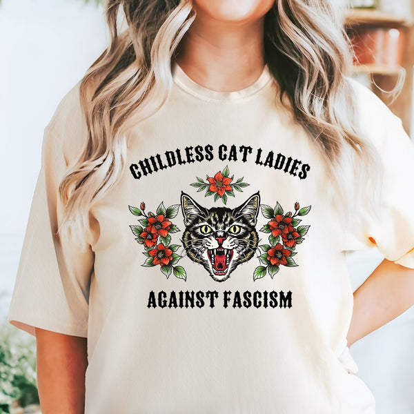 Childless Cat Ladies Against Fascism Shirt, Feminist Shirt, Kamala Harris President 2024 Shirt MLN3667TS