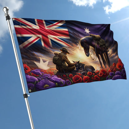 Anzac Day Australia They Also Served Animals In War Grommet Flag TQN2696GF
