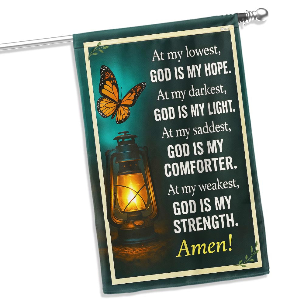 Inspirational Christian God Is My Strength Flag TQN5444TTH