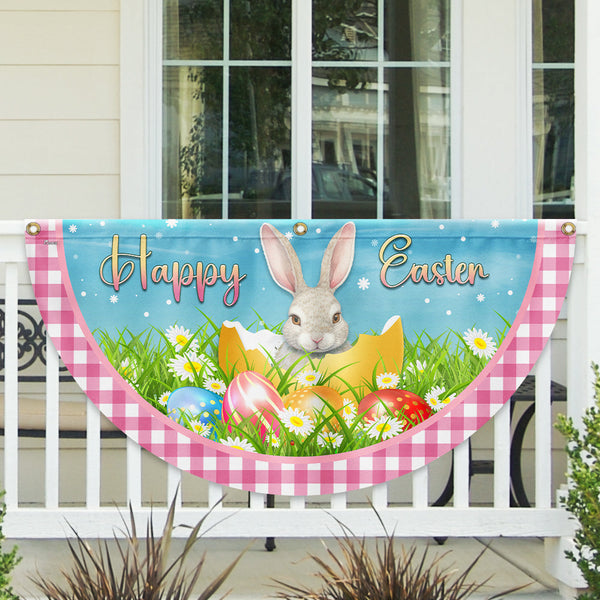 Happy Easter Rabbit Bunny Egg Non-Pleated Fan Flag MLN5525NTH