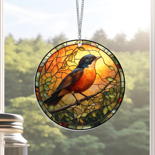 American Robin Bird Acrylic Suncatcher Window Hanging VTM1227NGT