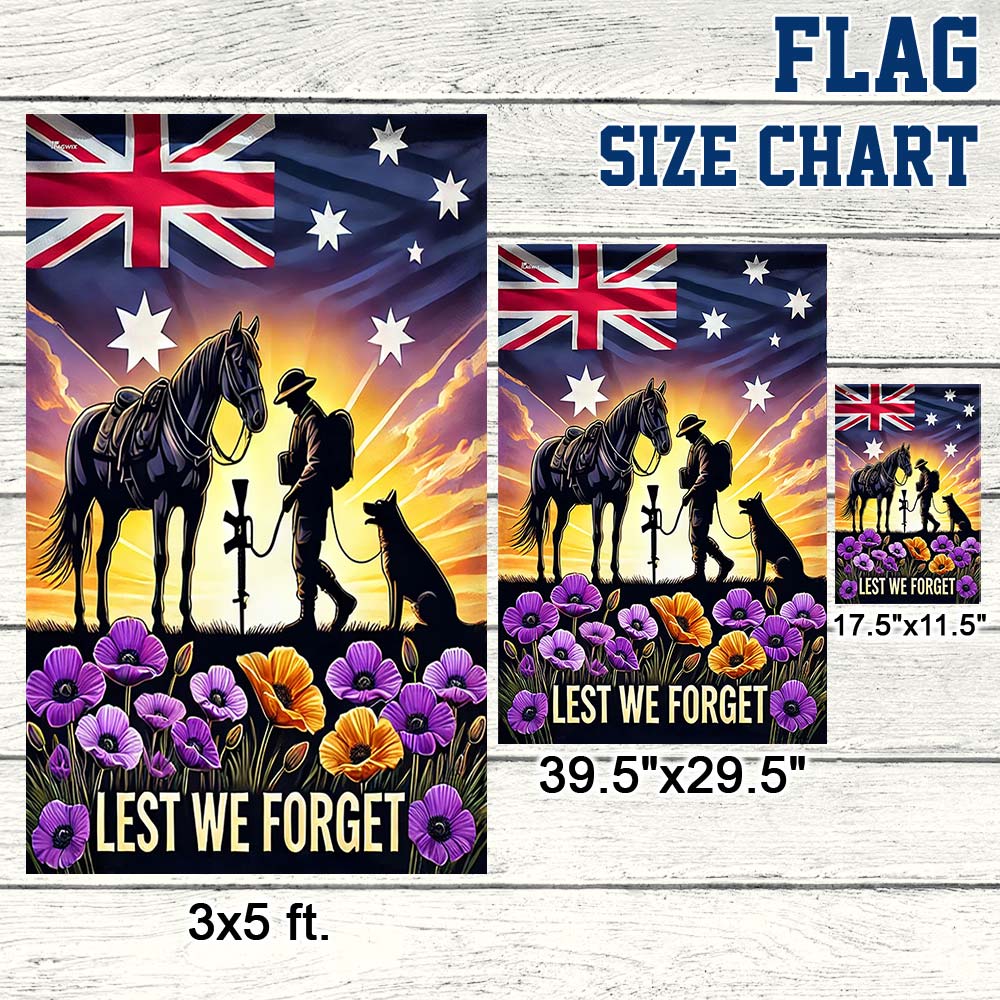 Anzac Day Animals in War Purple Poppy Australia Flag MLN5174DNV