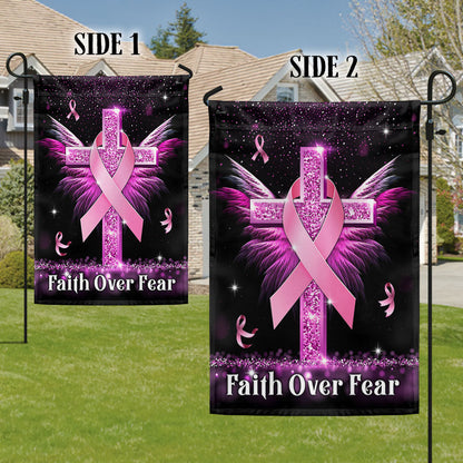Breast Cancer Awareness Flag Faith Over Fear Cross TQN830F