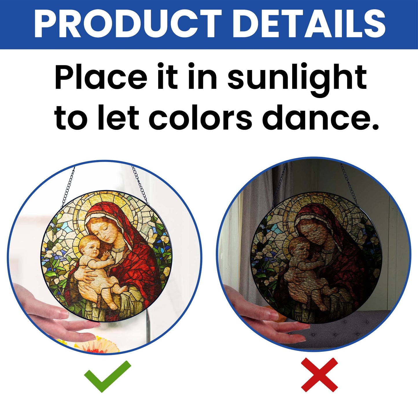 Blessed Virgin Mary Catholic  Religious Stained Glass Suncatcher TQN5189HVN