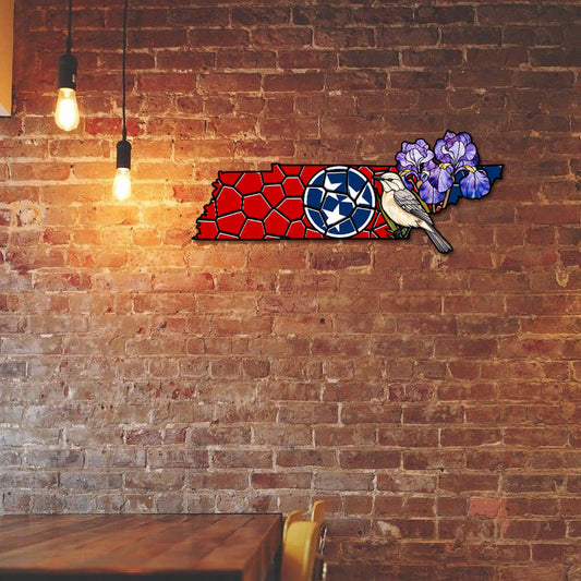 Tennessee State Mockingbird and Iris Flower Metal Sign TPT1035MSv5