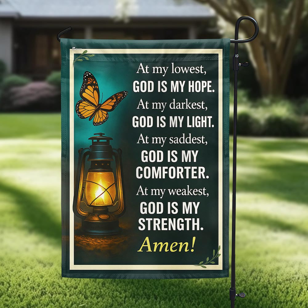 Inspirational Christian God Is My Strength Flag TQN5444TTH