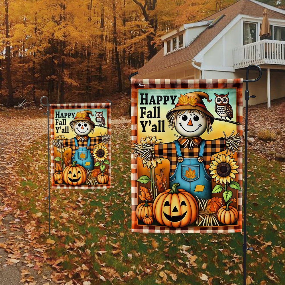 Autumn Scarecrow Happy Fall Y'all  Flag MLN3460F