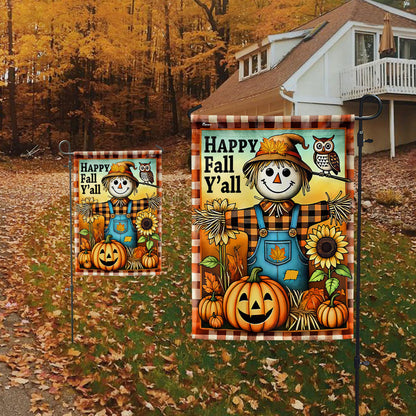 Autumn Scarecrow Happy Fall Y'all  Flag MLN3460F
