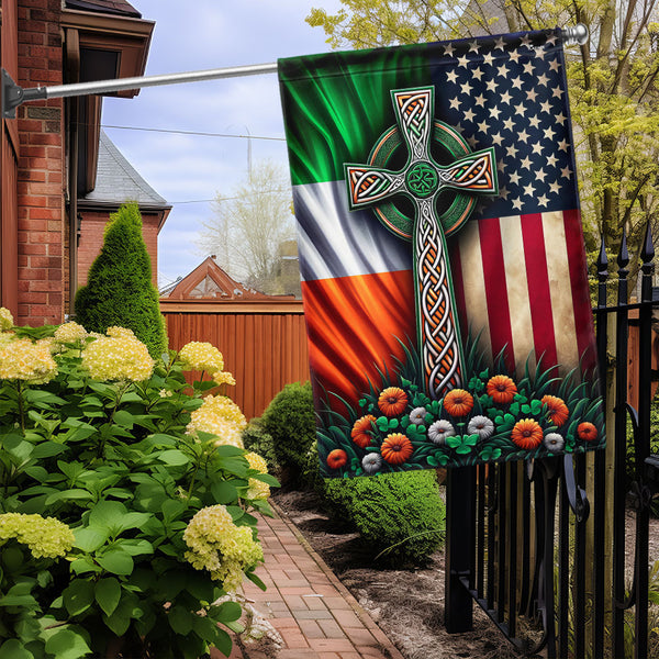FLAGWIX Irish Celtic Knot Cross Ireland American Flag MLN2571F