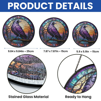 Raven Stained Glass Gothic Crow Stained Glass Suncatcher TPT2658TNB