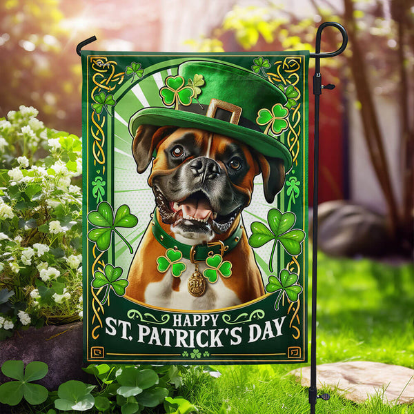 FLAGWIX  Saint Patrick's Day Welcome Boxer Dog Flag MLN2566F