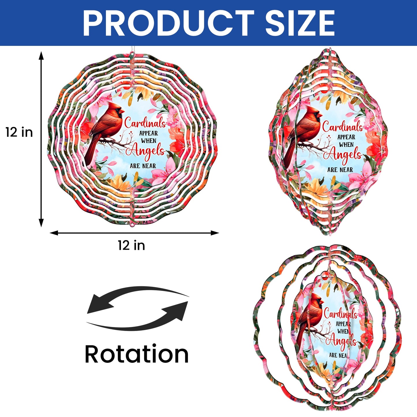 Memorial Red Cardinal Floral Wind Spinner VTM1056NTH
