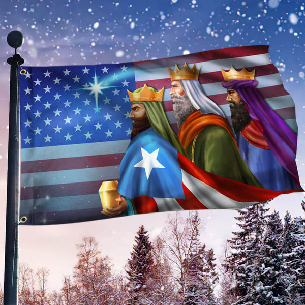 Three Kings, Three Wise Men, Nativity Of Jesus, Puerto Rico US Christmas Grommet Flag TPT1306GF
