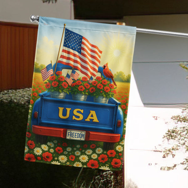 Flagwix American Flag - 4th of july Patriotic Truck with America Flag VTM1332NTH