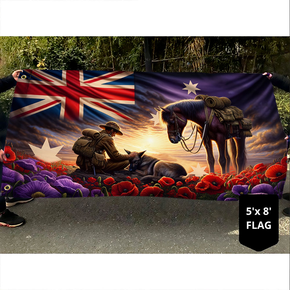 Anzac Day Australia They Also Served Animals In War Grommet Flag TQN2696GF