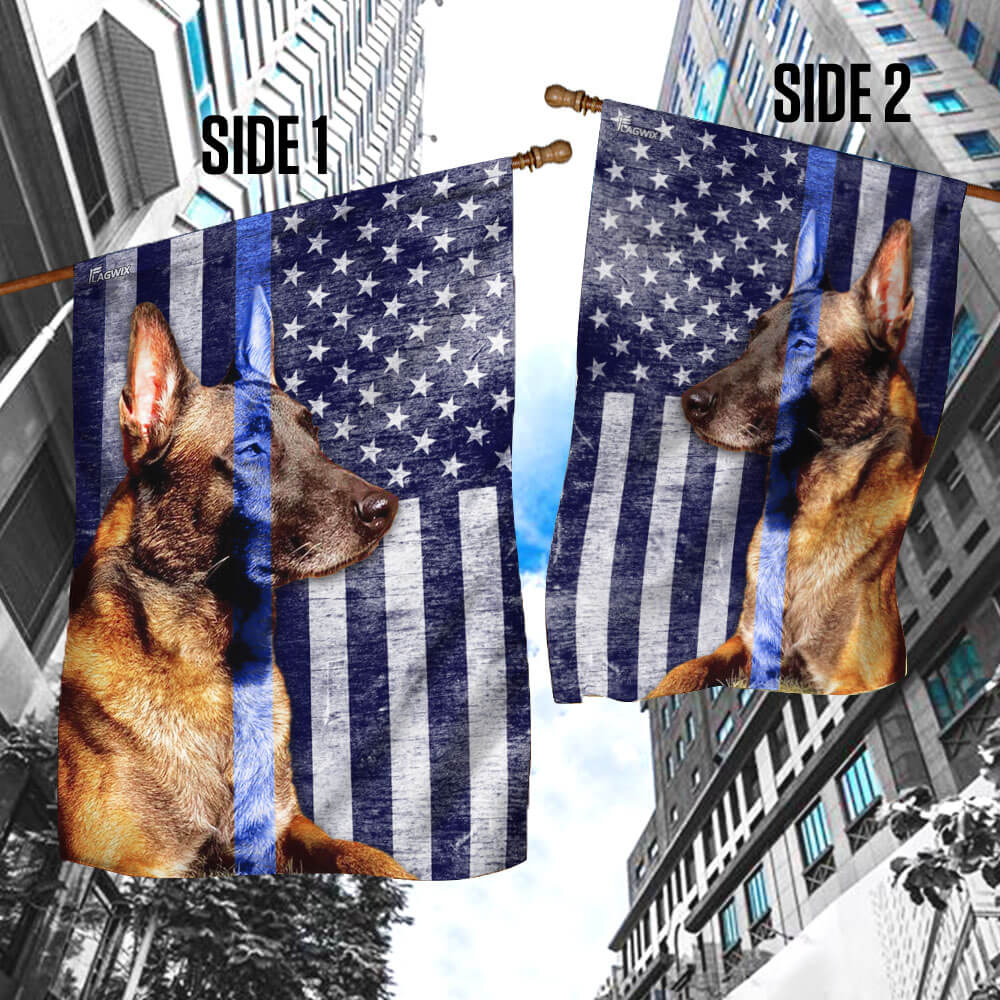 Belgian Malinois. The Thin Blue Line Flag