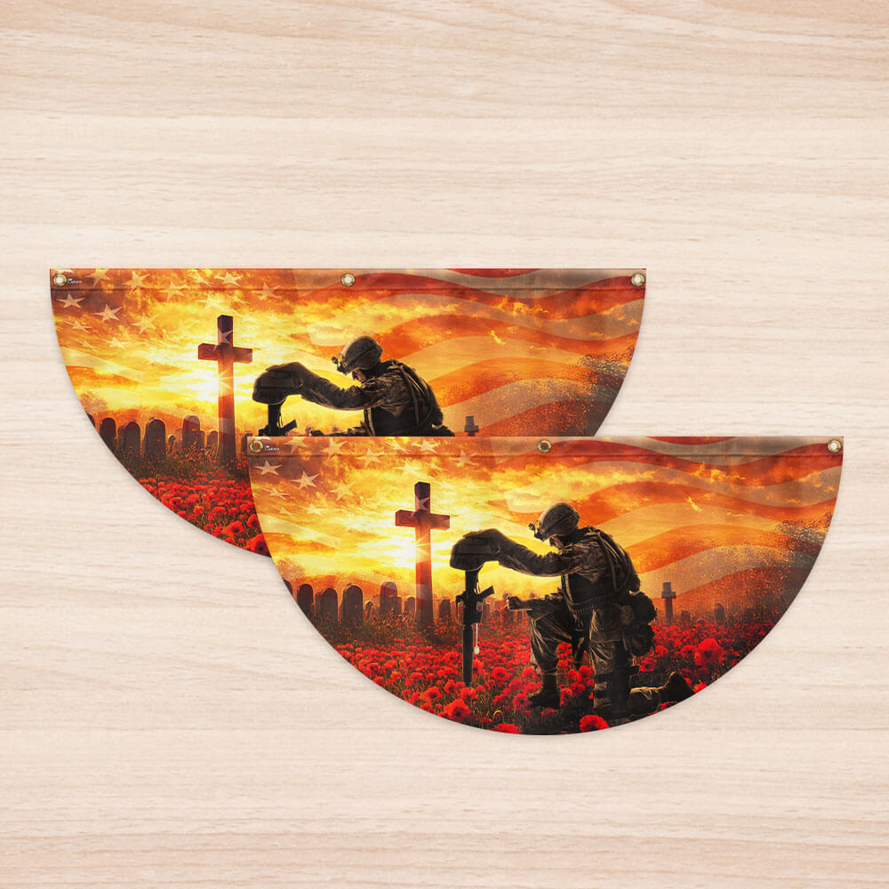 Memorial Day Honors Fallen Veterans Military Patriotic Non-Pleated Fan Flag TQN5262TNB