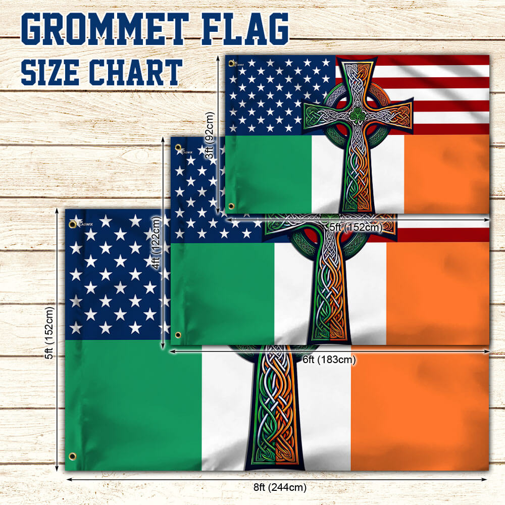 Irish Celtic Knot Cross St. Patrick’s Day Irish American Grommet Flag TPT1539GF