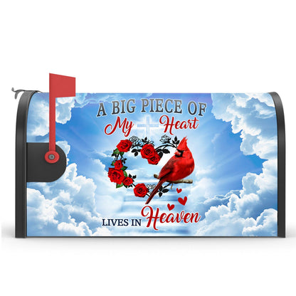 Cardinal Garden Flag &amp; Mailbox Cover A Big Piece Of My Heart Lives In Heaven TQN540MF