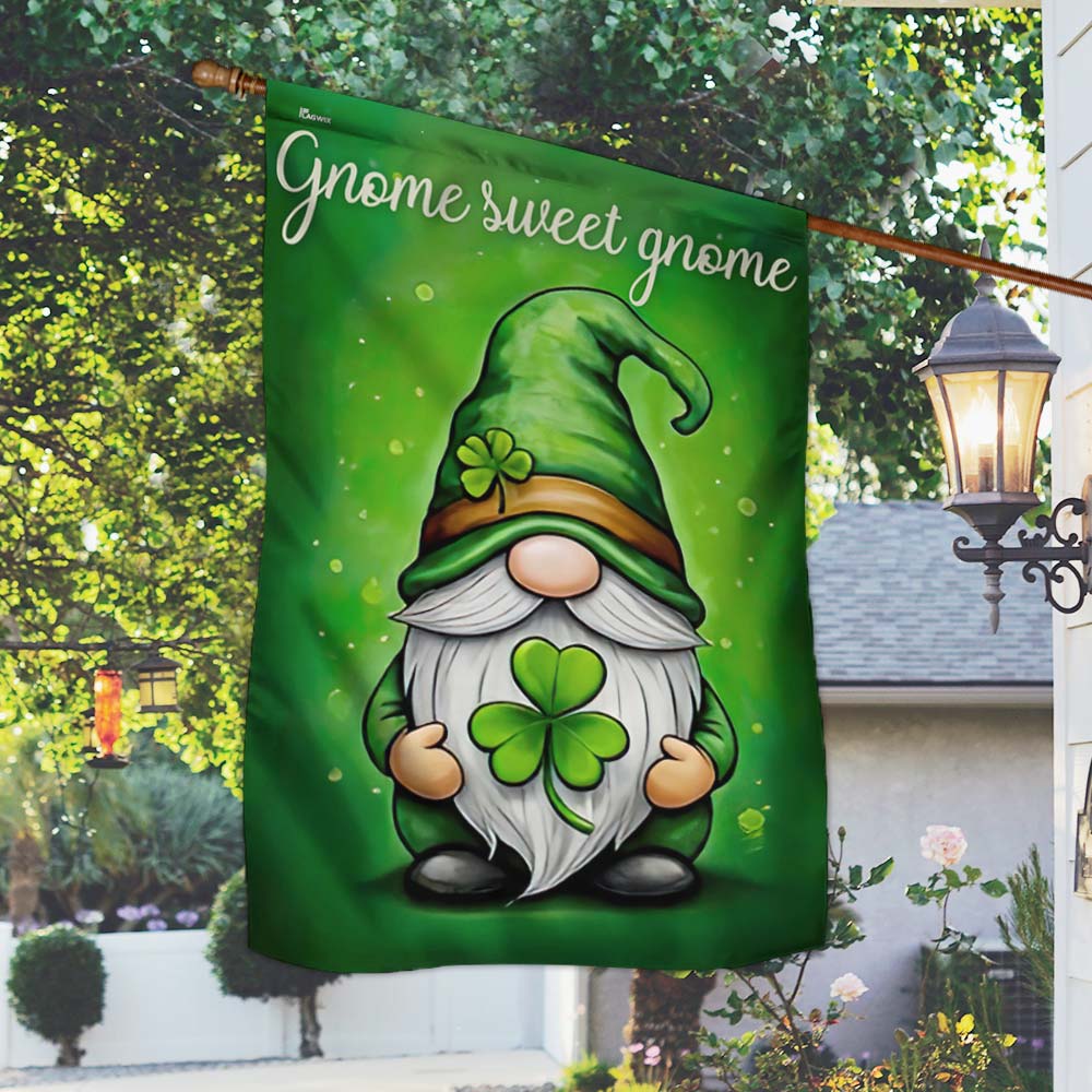 Irish St. Patrick's Day Gnome Sweet Gnome Flag TQN4635F