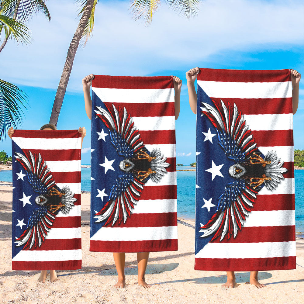 Patriotic American Eagle Happy Beach Towel TPT2765PS