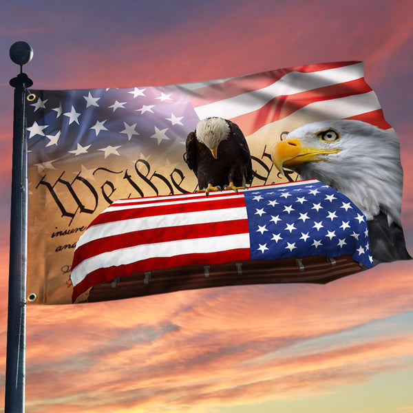 Flagwix American Flag - Patriotic Eagle, We The People, American Memorial Grommet Flag TPT861GF