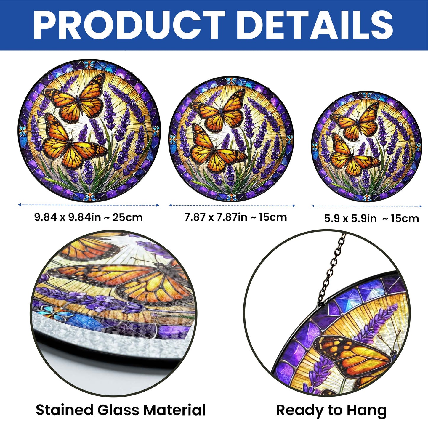 Butterfly Stained Glass Butterflies Decor QTR1083PMN