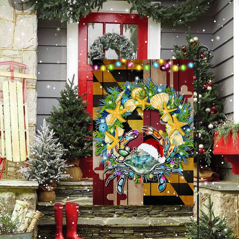 Blue Crab Maryland Christmas Flag TPT480F