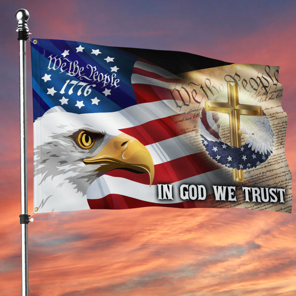 Christian Patriot American In God We Trust Grommet Flag