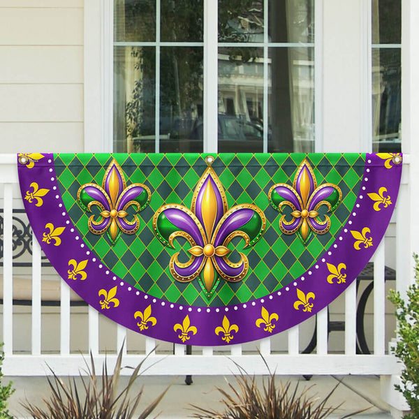 Fleur-de-lis Mardi Gras Non-Pleated Fan Flag MLN4939FL