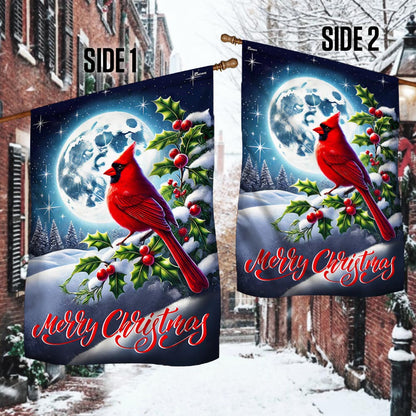Cardinal Moon Merry Christmas Flag TQN3775F