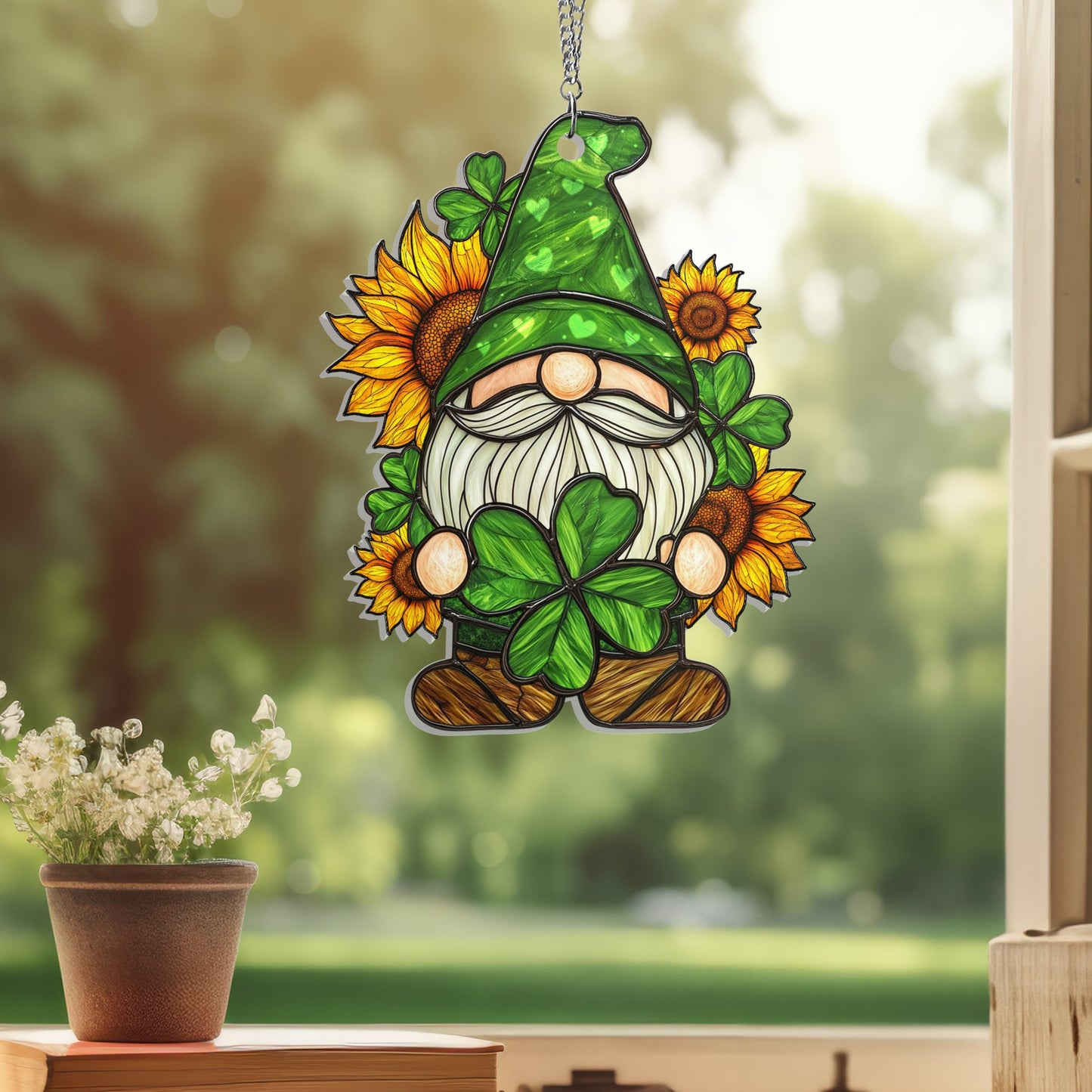 Sunflower Gnome Shamrock St Patrick's Day VTM960AS